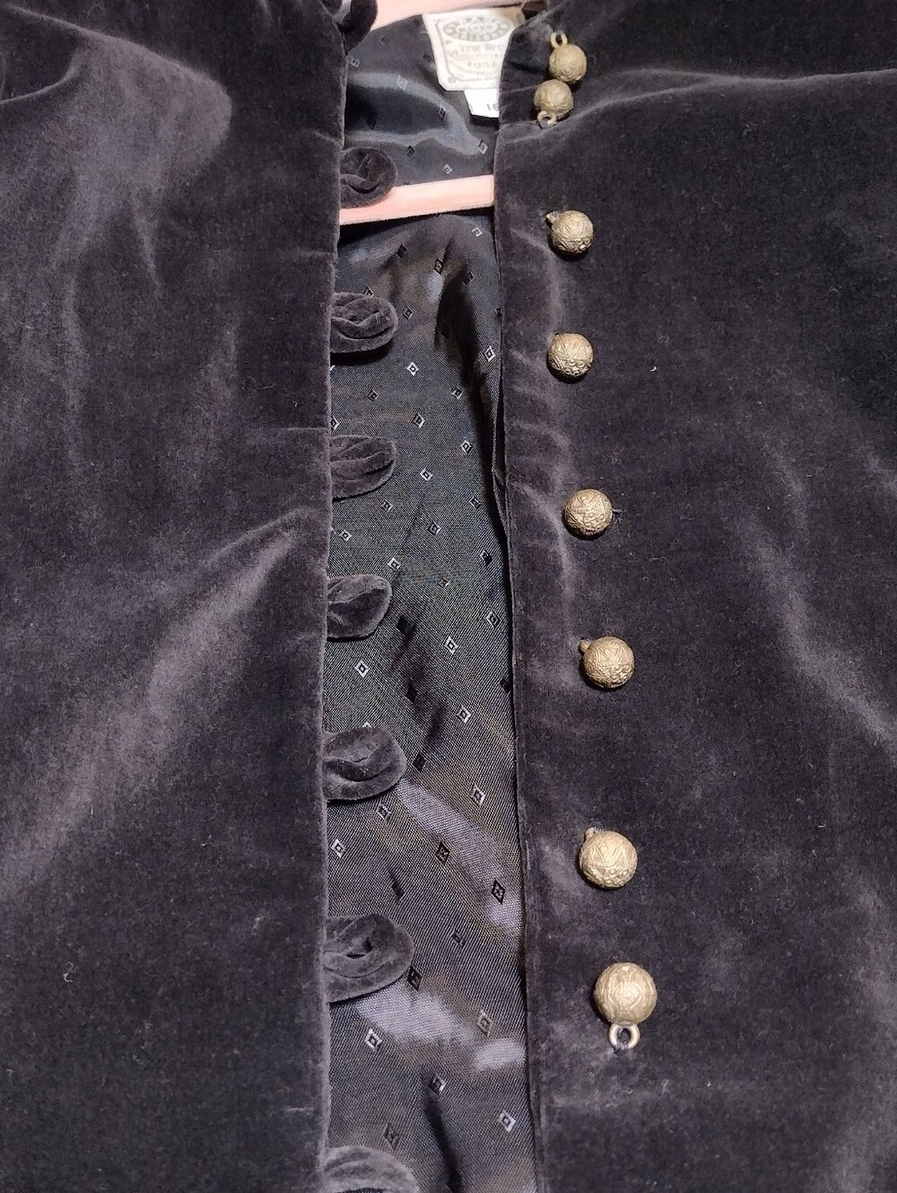 Vintage Black WahMaker Velvet Cropped Jacket with Mutton Puff Sleeves - Picture 9 of 12